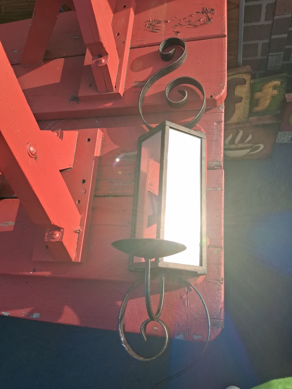 Wrought Iron Wall Sconce Lantern in Rust Finish